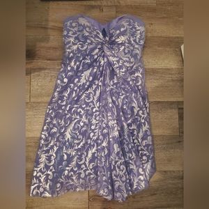 Nicole Miller Lavender Purple Silver Strapless Cocktail dress built in bra sz 6